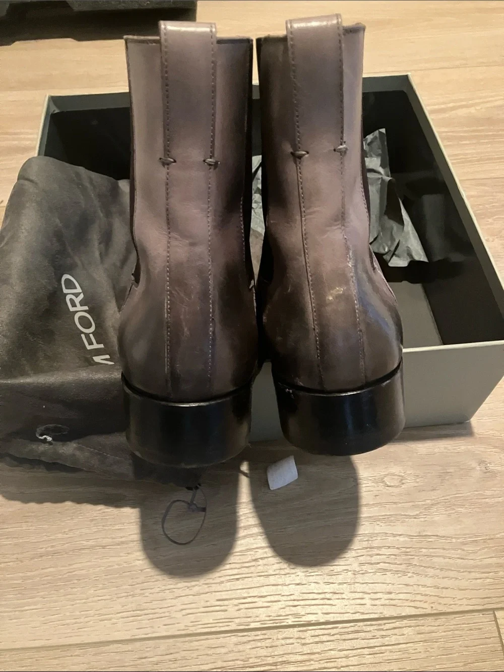 Tom Ford Men's Gray Leather Chukka Boots